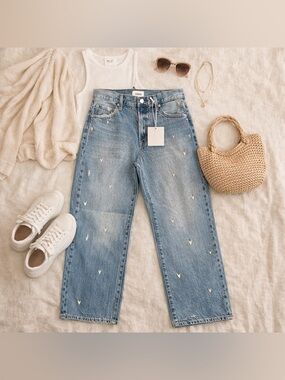 Pistola Lexi Heart Confetti Vintage Jeans Size 30 Distressed Straight Leg NWT